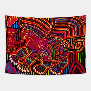 Kuna Indian Friendly Dragon Mola Tapestry