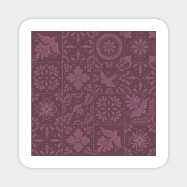 Lilac Talavera Tile Pattern by Akbaly Magnet by Akbaly