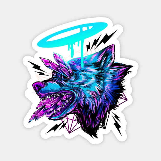 Crystal Wolf Magnet by Retkikosmos