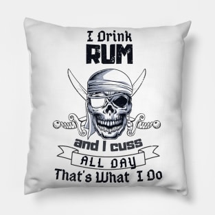 I Drink Rum Pirate Skull Funny Costume Pillow