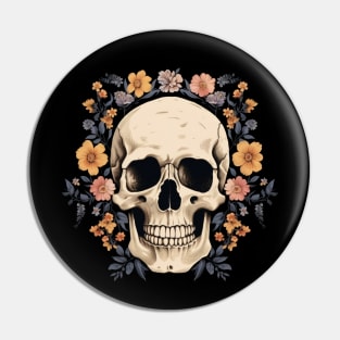 Skull with flowers Pin