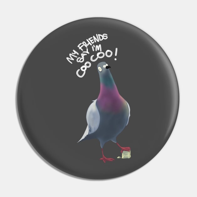 Pigeon Artwork - London, NYC, Flying Rats - Coo Coo Pin by aronimation