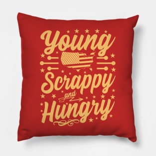 Young Scrappy and Hungry USA Patriotic Pillow