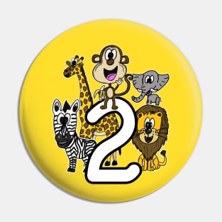 Safari Zoo Animals 2 Year Old 2nd Birthday Pin