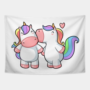 Kawaii unicorn in love Tapestry