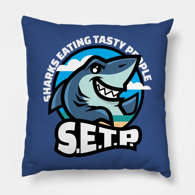 Sharks Eating Tasty People Pillow by jrberger