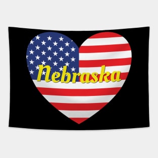 Nebraska American Flag Heart Tapestry