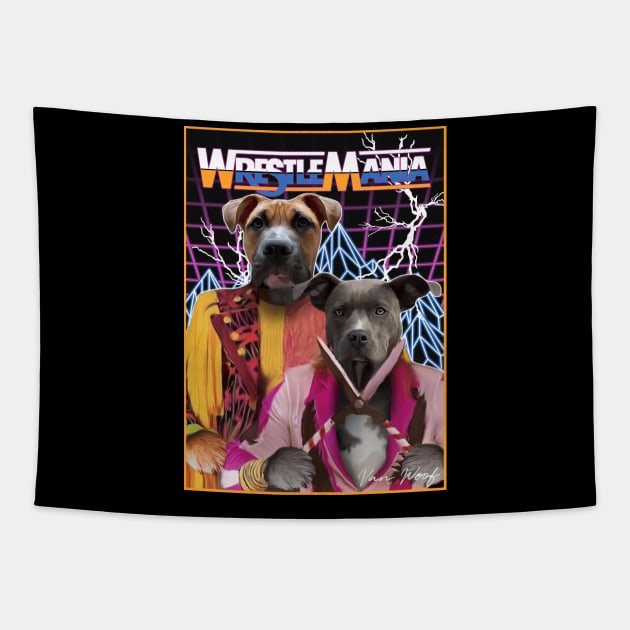 Wrestling Dogs Tapestry by Angry Dad Podcast 