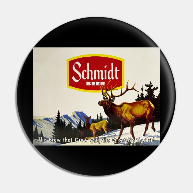 Schmidt Beer Deer Hunting Vintage Retro Buck Pin by BarryJive