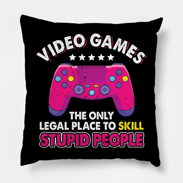 Video Games Ruined My Life Funny Gaming Lover Controller Gamer Pillow by funkyteesfunny