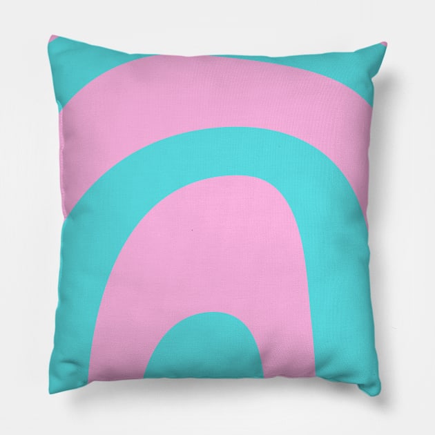 Boho baby blue and pink rainbow pattern Pillow by Word and Saying