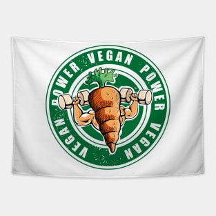 Vegan Power Workout Muscle Carrot Gym Work Tapestry