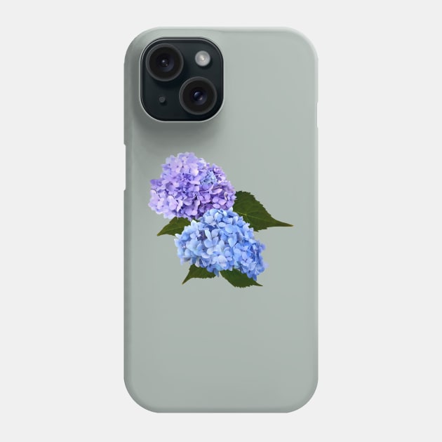 Two Hydrangea Blue and Lavender Phone Case by SusanSavad