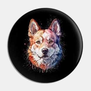 Colorful water paint style dog Pin