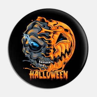 halloween pumpkin half skull looks spooky cool editable layers artwork Pin