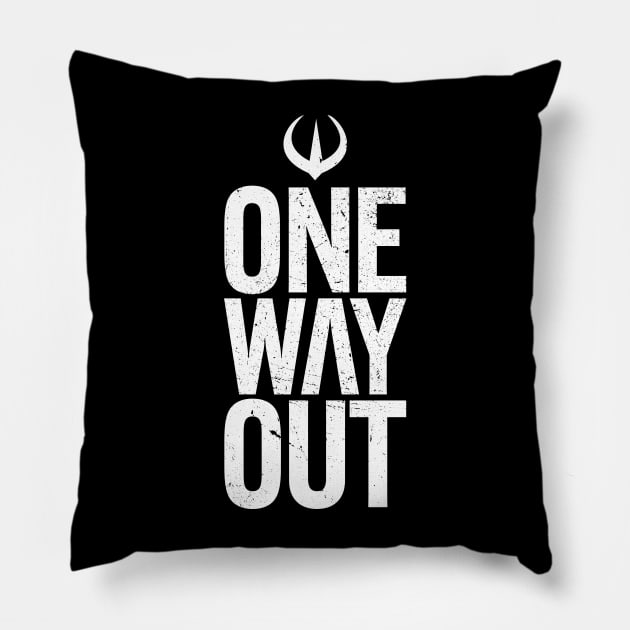 One Way Out Andor White Pillow by pmcmanndesign