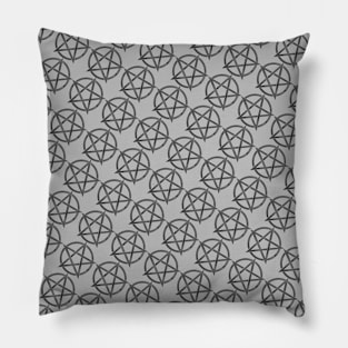 Black and Silver Pentagram Pattern Pillow