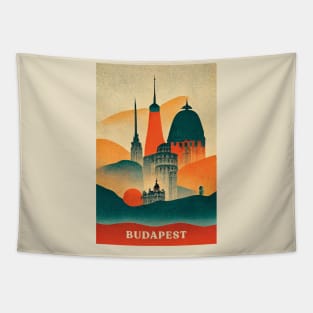 Budapest Retro Travel Tapestry