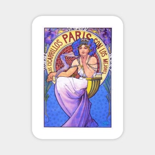 Cigarillos Paris by Alfons Mucha - Vintage Art Nouveau Advertising Poster Design Magnet