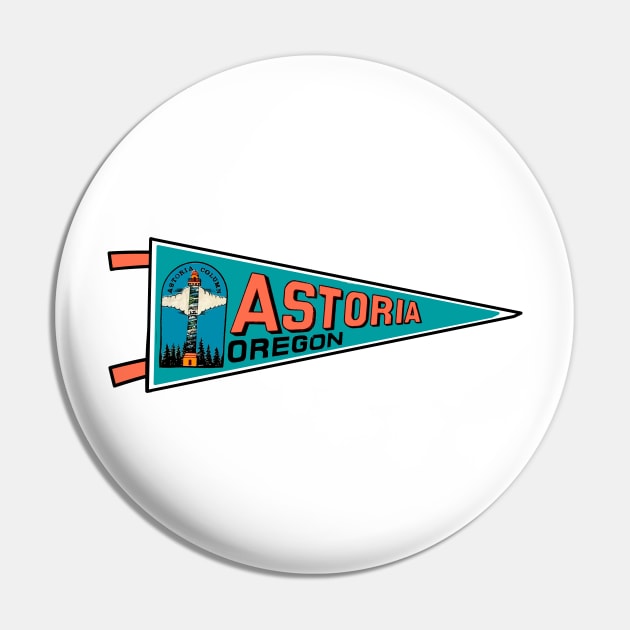 Vintage Style Astoria, Oregon Pennant Pin by zsonn