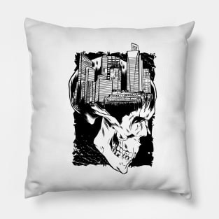 City Skull Pillow