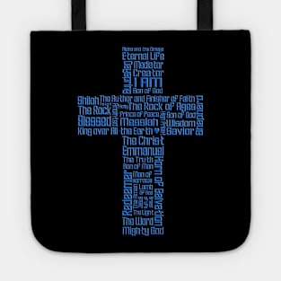 Cross Names of Jesus Blue Tote