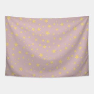 Shining yellow gold stars pink pattern Tapestry