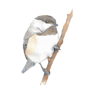 Black-capped Chickadee Poecile atricapillus watercolor portrait T-Shirt