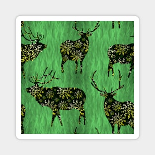 Christmas Ornament Bucks on Green Grass Magnet