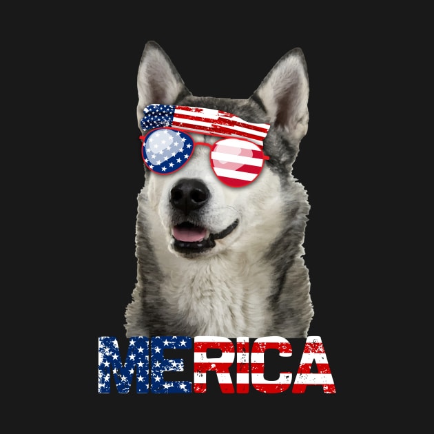 Merica Siberian Husky Dog American Flag 4Th Of July by jrgenbode