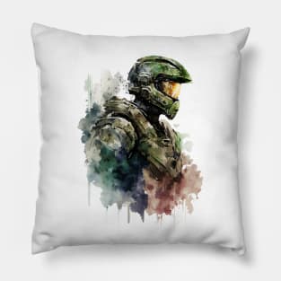 Halo Master Chief Watercolor - Original Artwork Pillow