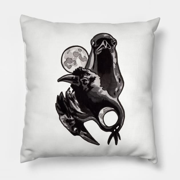 Maiden, Mother, Crone Crows Pillow by JenTheTracy