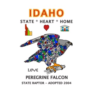 Idaho, Peregrine Falcon, Love, Valentines Day, State, Heart, Home T-Shirt