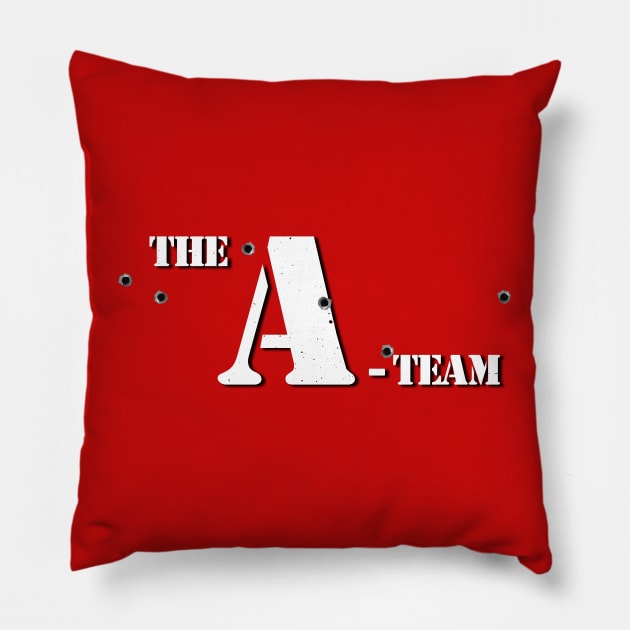 The A-Team - White Text - Bullet Holes Pillow by MalcolmDesigns