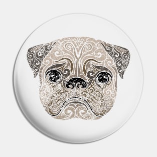 Swirly Pug Portrait (color) Pin