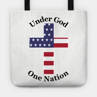 One Nation Under God American Flag Christian Cross Tote