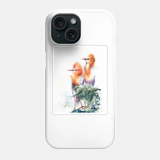 Watercolor Cattle Egret Print Phone Case