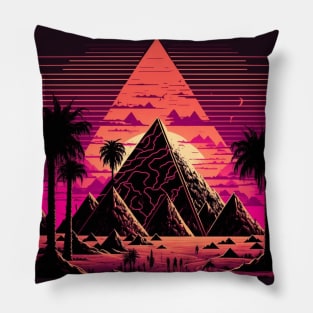 Synthwave Retrowave Aesthetic Pyramid Pillow
