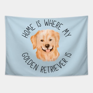 Home is Where My Golden Retriever Is Dog Breed Lover Watercolor Tapestry