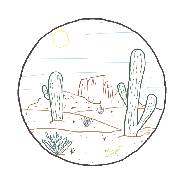 Desert Scene Cactus Succulent Line Art South America by ChloesNook