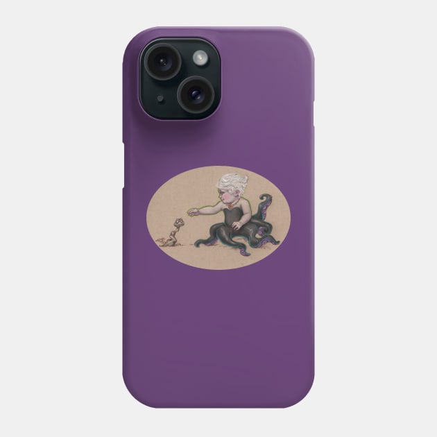 Little Ursula (and a poor unfortuante soul) Phone Case by justteejay