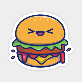 Cute Burger Cartoon Magnet