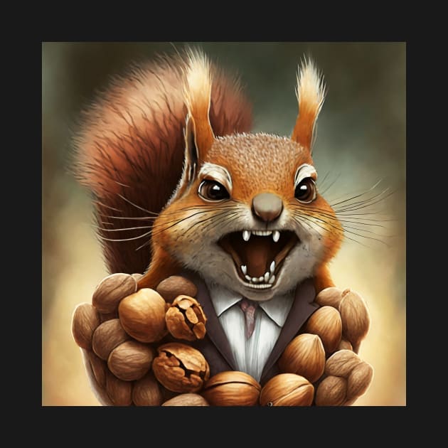 Deez nuts. Angry squirrel in costume illustration by KOTYA