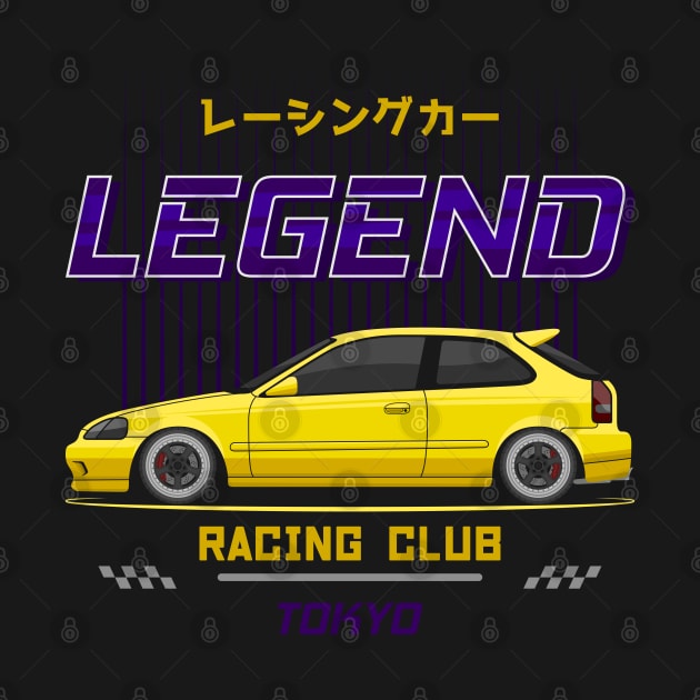 Midnight Racer Yellow EK 9 JDM by GoldenTuners