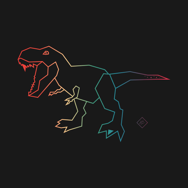 T-Rex Rainbow Dinosaur Black by Kirovair