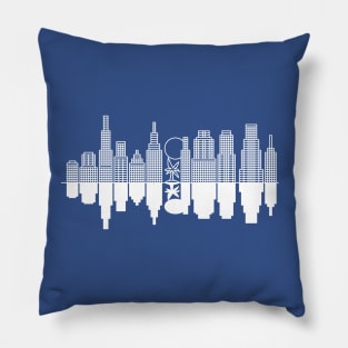 A city skyline + a tree - White version Pillow