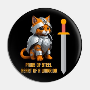 Cat in armor art Pin