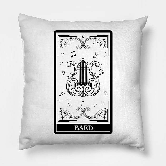 Bard Tarot Card D&D Nat 20 Dungeons & Dragons T-Shirt Black Pillow by JaeSlaysDragons