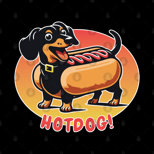 Wiener Dog Hotdog | Long Dachshund Black & Tan Dog in Bun Suit | Sausage Dog by BraaiNinja
