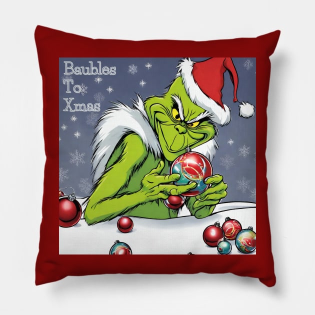 Grinch Baubles Pillow by TeawithAlice